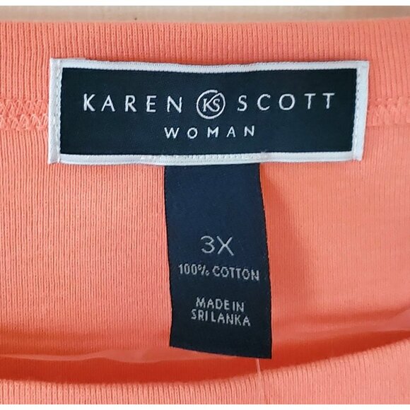 KAREN SCOTT WOMAN SHORT SLEEVE PEACH CORAL SHIRT SIZE 3X NWT - Picture 4 of 7